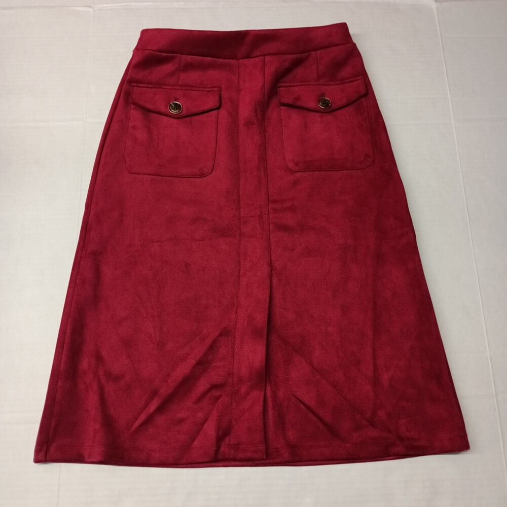 Marc New York Suede Pull On Skirt Women's XS Extra Small Beet Red‎ With Slit